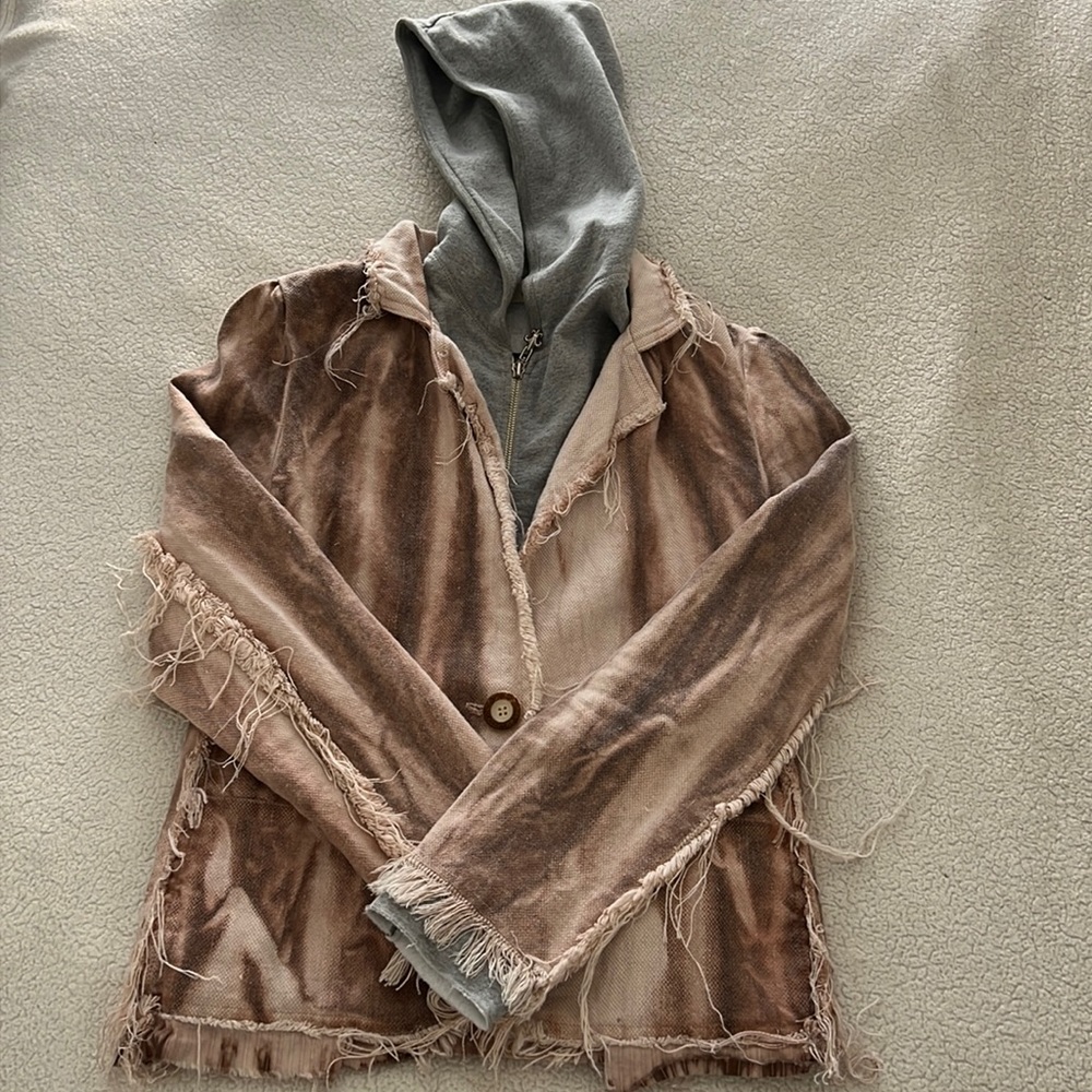 Young Fabulous & Broke Distressed Tie Dye Blazer & Hooded Vest
